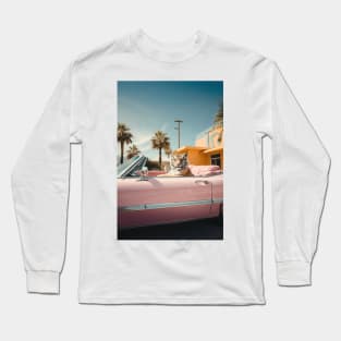 Cool Tiger in a pastel Cabrio in Palm Springs Long Sleeve T-Shirt